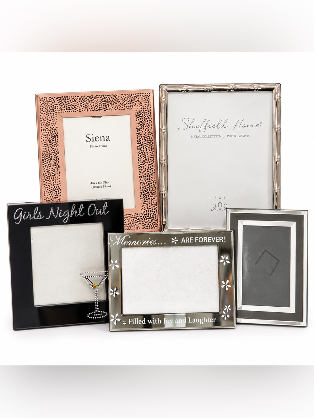 Set of 5 Picture Frames Silver Rose Gold Black Tabletop Gallery Wall Decor